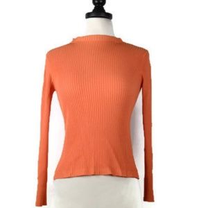 Tango Orange Ribbed Turtleneck Sweater Top